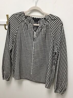 Sanctuary Black & White Gingham Button-Front Top